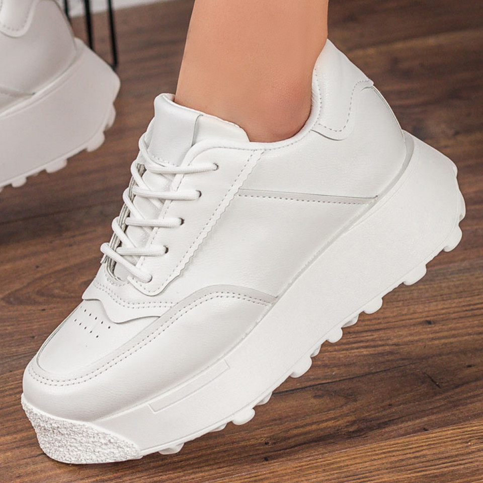 home reliability Long Pantofi sport dama albi din piele ecologica MDL01500 Modlet