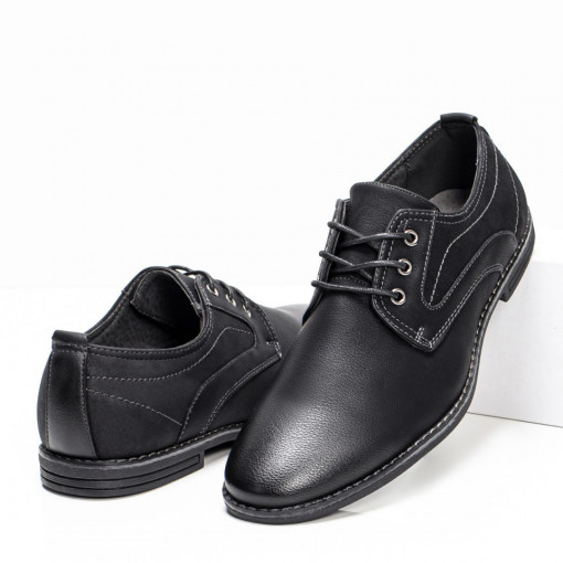 Pantofi eleganti clasici barbati, Pantofi casual barbati negri cu siret MDL06073 - modlet.ro