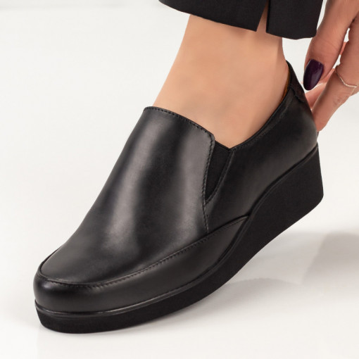 Pantofi casual cu paltaforma negri din Piele naturala MDL03539