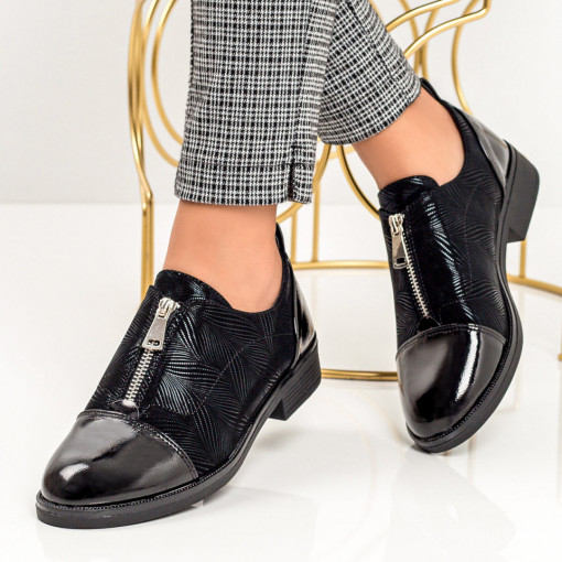 Pantofi casual trendy dama, Pantofi casual dama negri cu fiermoar MDL05916 - modlet.ro