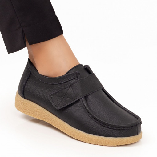 Pantofi dama casual - Piele naturala, Pantofi casual dama negri cu scai din Piele naturala MDL06087 - modlet.ro
