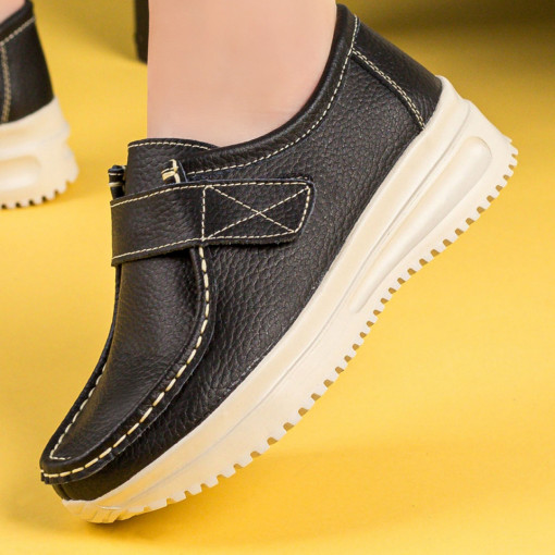 Pantofi casual dama negri din piele naturala MDL01589
