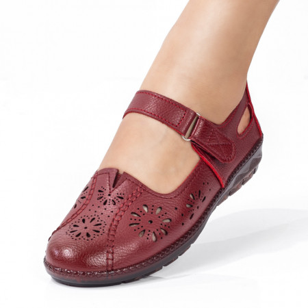 Reduceri  Pantofi casual, Pantofi casual dama perforati rosii cu bareta MDL04277 - modlet.ro