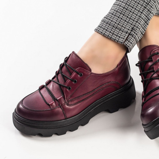 Pantofi dama casual visinii cu talpa groasa din piele naturala MDL01621