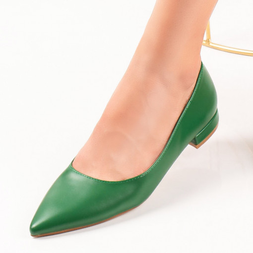 Pantofi cu toc mic dama, Pantofi dama verzi cu toc mic si aspect mat MDL06505 - modlet.ro