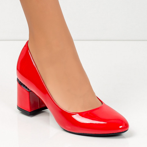 Pantofi rosii dama cu toc gros MDL02838