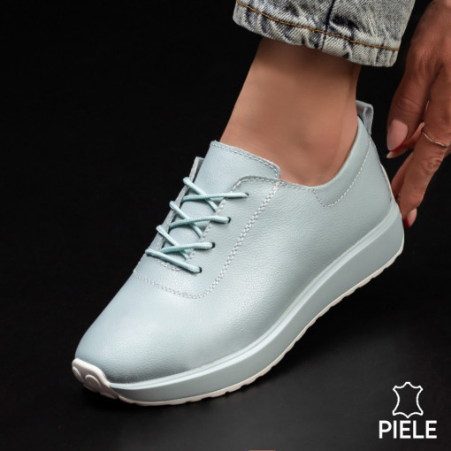 Lichidare stoc piele naturala, Pantofi sport dama albastri din Piele naturala MDL03115 - modlet.ro