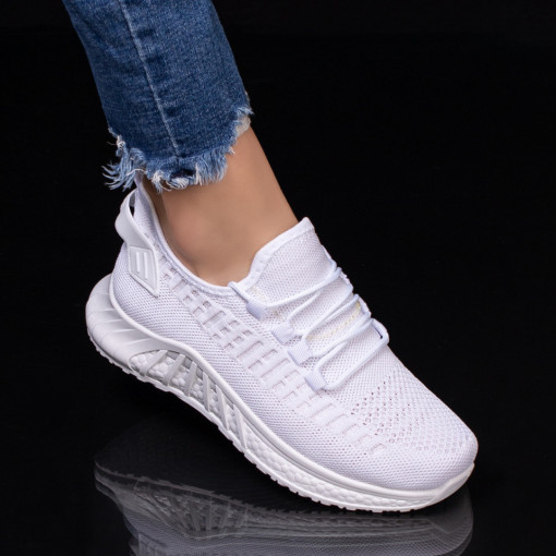 Pantofi trendy sport dama, Pantofi sport dama albi din material textil MDL04363 - modlet.ro