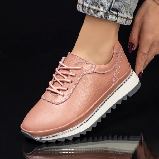 Adidasi dama - Piele naturala, Pantofi sport dama roz din Piele naturala MDL03371 - modlet.ro