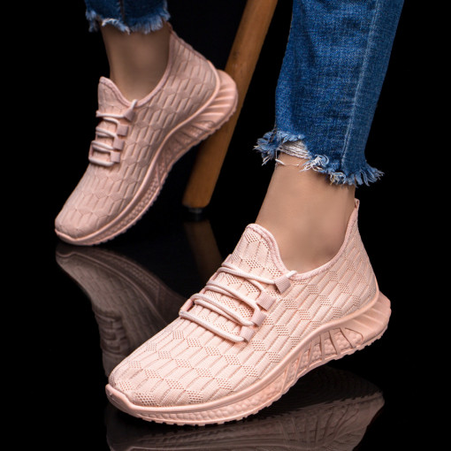 Pantofi trendy sport dama, Pantofi sport din material textil roz dama MDL03977 - modlet.ro
