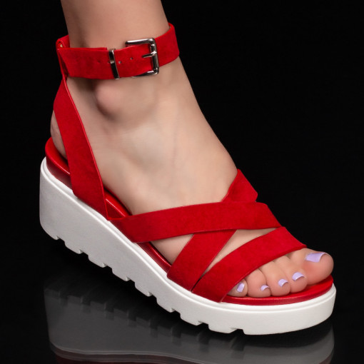 Sandale cu platforma, Sandale rosii dama cu platforma MDL04884 - modlet.ro