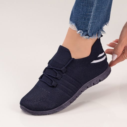 Pantofi sport clasici dama, Adidasi albastri dama sport din material textil MDL04613 - modlet.ro