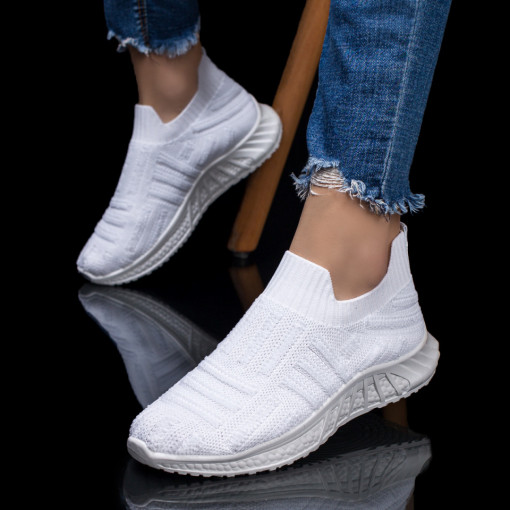 Espadrile dama sport albe din material textil MDL03980