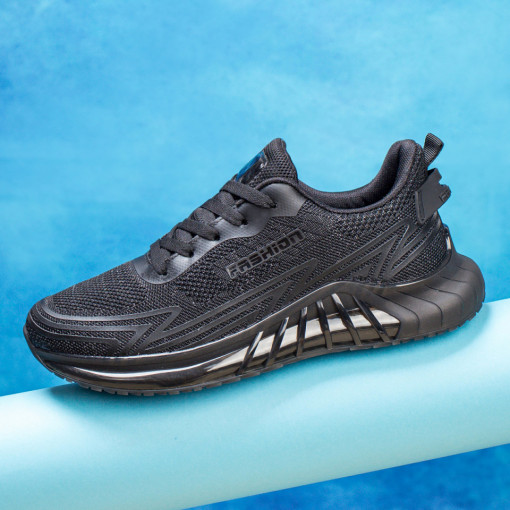 Adidasi clasici barbati, Pantofi barbati sport negri din material textil MDL01574 - modlet.ro
