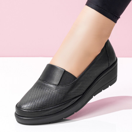 Reduceri  Pantofi casual, Pantofi casual dama cu platforma negri din Piele naturala MDL08302 - modlet.ro