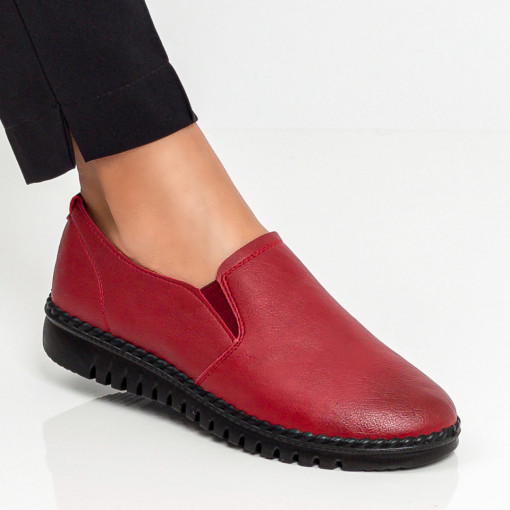 Pantofi casual dama, Pantofi casual dama rosii cu insertii de material elastic MDL00216 - modlet.ro
