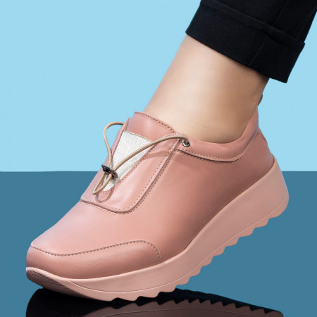 Reduceri  Pantofi casual, Pantofi casual dama roz din Piele naturala MDL03626 - modlet.ro