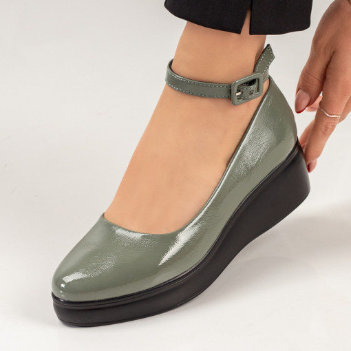 Oferta zilei, Pantofi cu platforma dama verzi lacuiti MDL03088 - modlet.ro