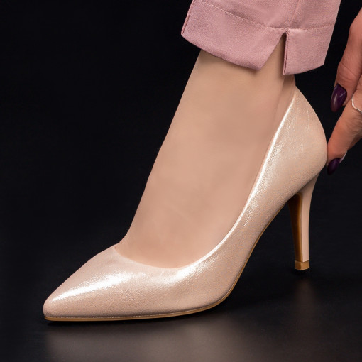 Pantofi cu toc dama roz MDL03305