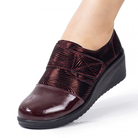 Reduceri  Pantofi casual, Pantofi dama casual cu platforma si inchidere scai visinii MDL08173 - modlet.ro