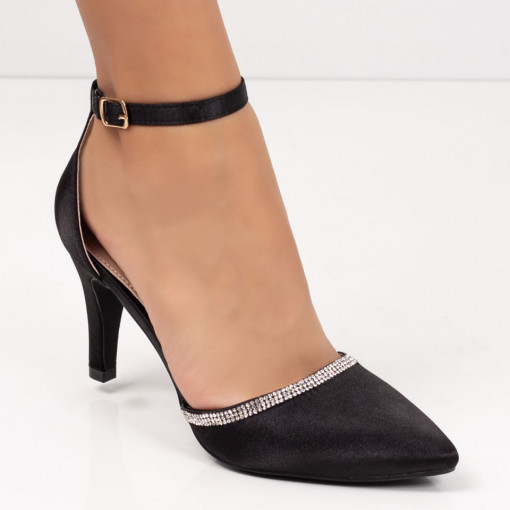Sandale trendy cu toc subtire, Pantofi dama negri cu toc subtire si bareta MDL05665 - modlet.ro