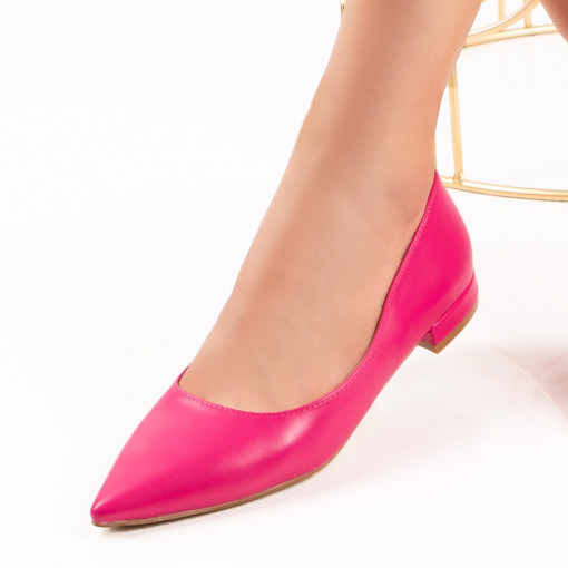 Pantofi dama roz cu toc mic si aspect mat MDL06505