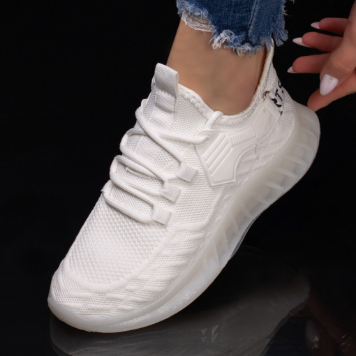 Pantofi dama sport albi din material textil MDL04598