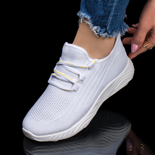 Pantofi sport clasici dama, Pantofi dama sport din material textil albi MDL03784 - modlet.ro