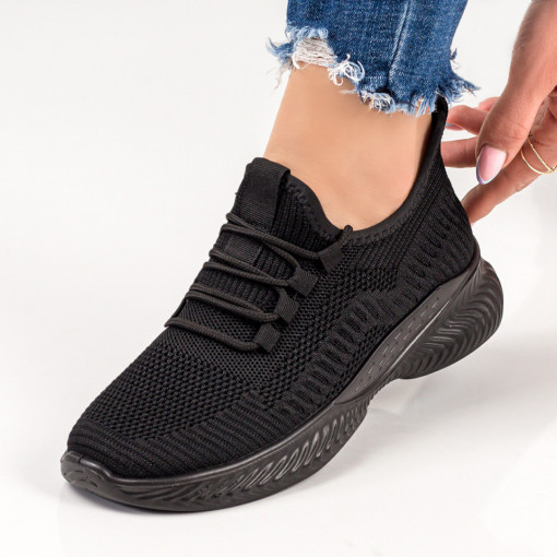 Pantofi sport clasici dama, Pantofi dama sport negri din material textil MDL03774 - modlet.ro