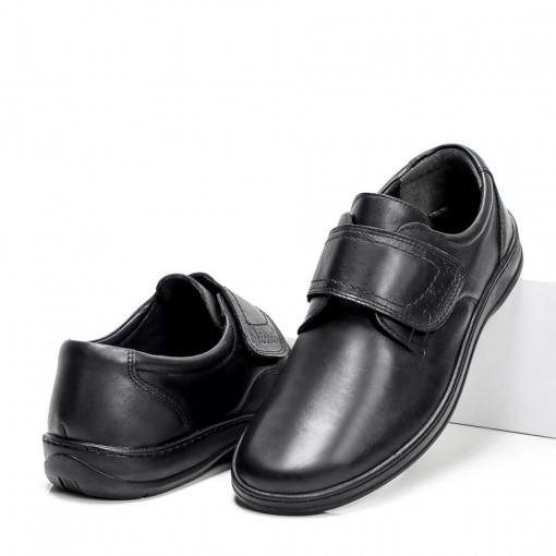 Pantofi barbati - Piele naturala, Pantofi negri casual barbati din Piele MDL06400 - modlet.ro