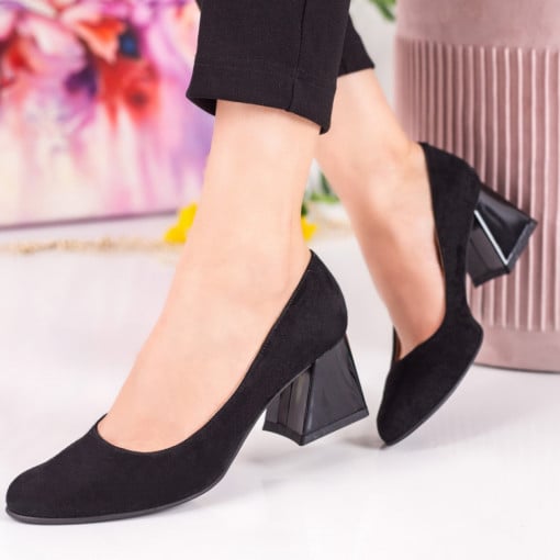 Sandale cu toc din piele naturala, Pantofi Piele dama negri Molinia - modlet.ro