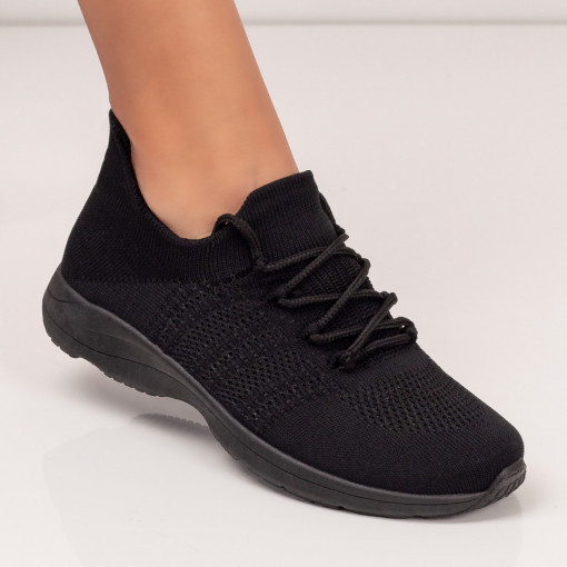 Pantofi sport clasici dama, Pantofi sport dama negri din material textil MDL05088 - modlet.ro