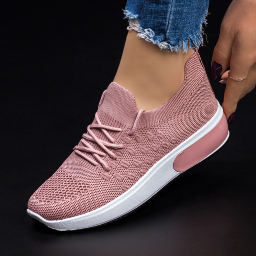 Pantofi sport dama roz din material textil MDL03290