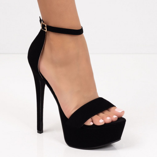 Sandale clasice cu toc si platforma, Sandale negre elegante dama cu toc si platforma MDL05631 - modlet.ro