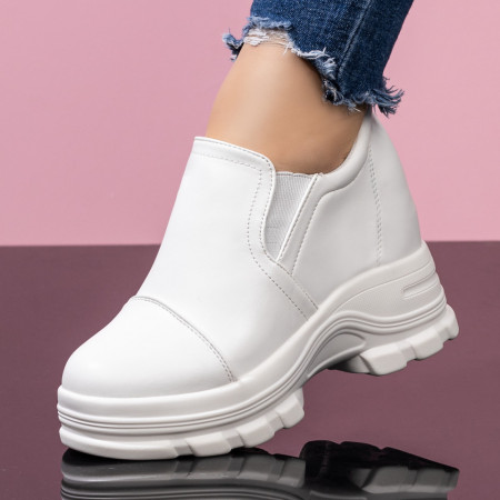 Sneakers dama albi cu platforma interioara MDL05936