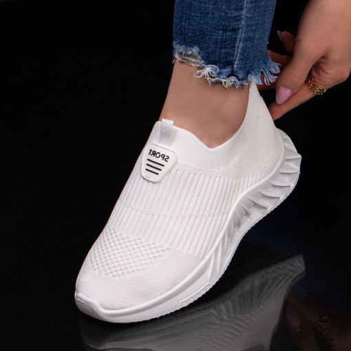 Pantofi sport dama, Espadrile dama sport albe din material textil MDL03776 - modlet.ro