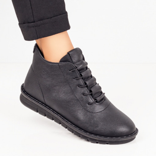 Ghete negre dama cu fermoar si talpa joasa MDL01990