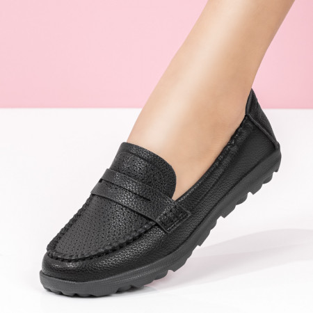 Mocasini dama cu perforatii negri MDL08372