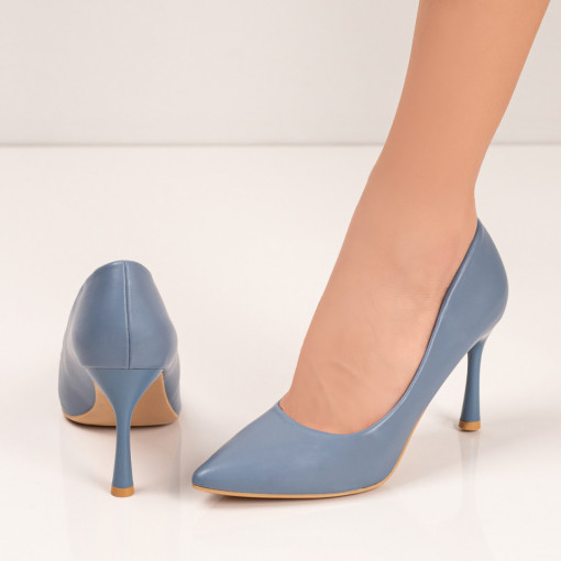 Pantofi Stiletto trendy, Pantofi albastri dama cu toc clepsidra MDL04227 - modlet.ro