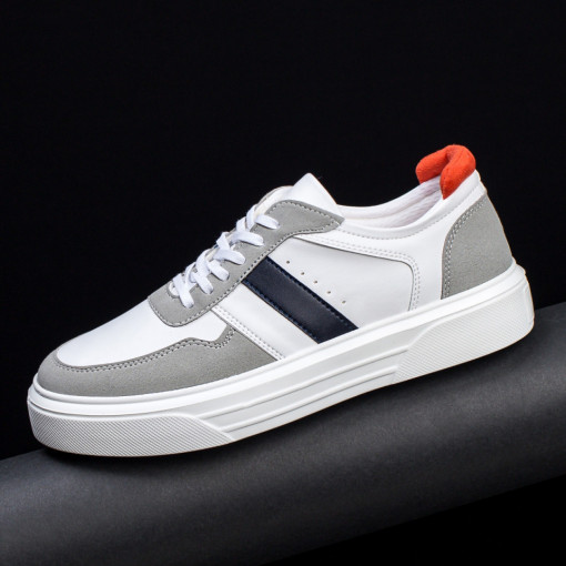 Pantofi casual albi cu gri barbati MDL03287