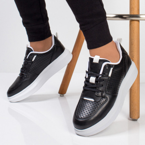 Barbati - Trendy, Pantofi casual barbati negri cu alb MDL03604 - modlet.ro