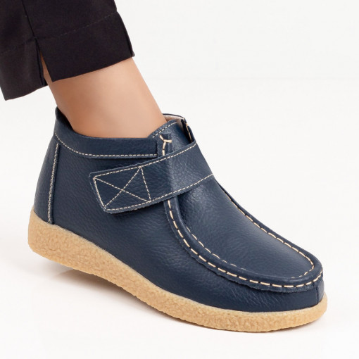 Pantofi dama casual - Piele naturala, Pantofi casual dama albastri cu scai din Piele naturala MDL06428 - modlet.ro