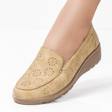 Reduceri  Pantofi casual, Pantofi casual dama perforati galbeni MDL08181 - modlet.ro