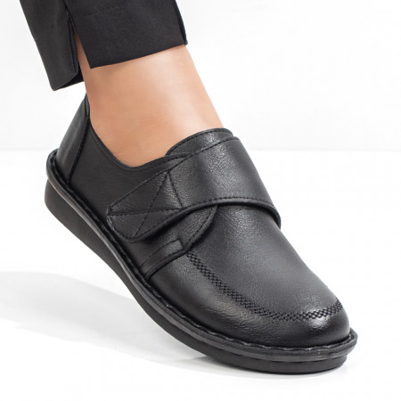 Pantofi dama casual negri inchidere cu scai MDL08136