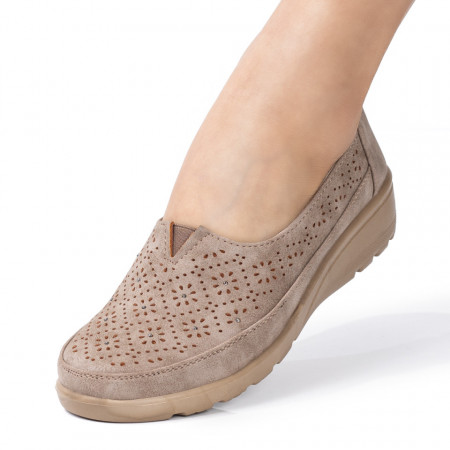 Reduceri  Pantofi casual, Pantofi dama casual perforati bej MDL08182 - modlet.ro