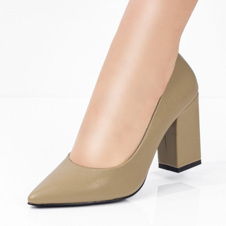 Pantofi dama cu toc gros verzi MDL08379