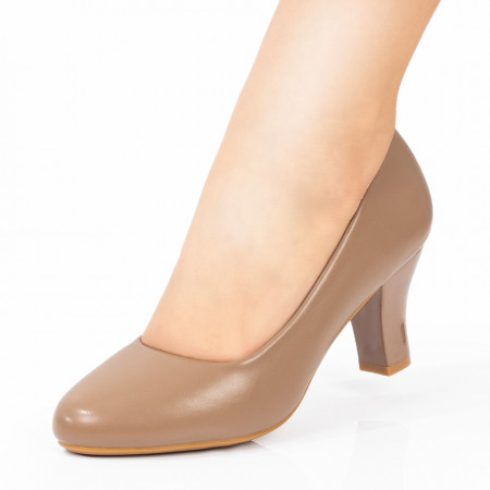 Pantofi dama cu toc khaki MDL08370