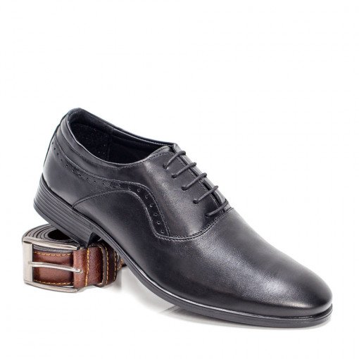 Barbati - Clasic, Pantofi negri eleganti barbati din Piele MDL05211 - modlet.ro
