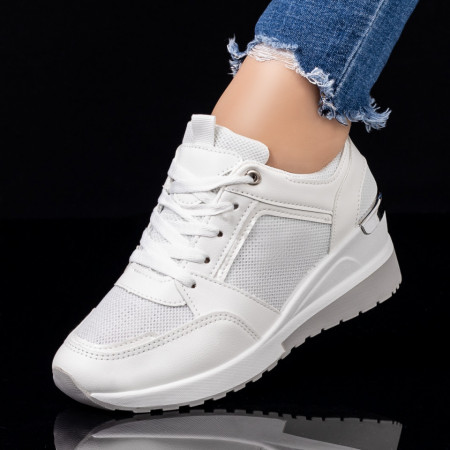 Pantofi sport dama albi cu siret MDL08121