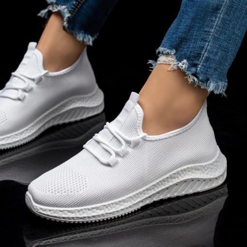 Pantofi sport dama albi din material textil MDL03051